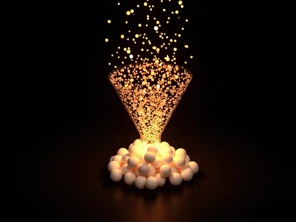 Abstract 3D representation of a funnel with glowing data par